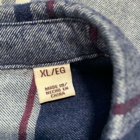 Weatherproof Vintage Plaid Flannel Comfort Stretch Navy Button-Down Shirt XL - Picture 11 of 13